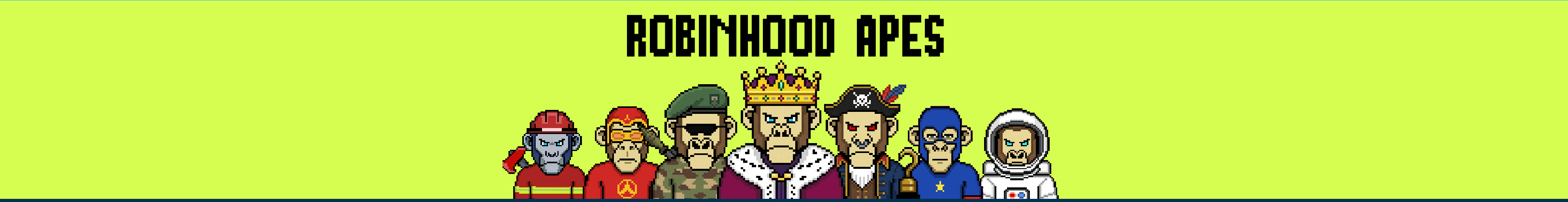 Robinhood APES — seven pixel-art ape characters